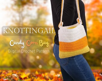 Patrón fácil de bolsa de maíz dulce a crochet: Bolso de otoño para Halloween (patrón digital)