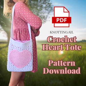 Knottingail-patroon gehaakte hartvormige draagtas voor kinderen | ALLEEN pdf-download | Patroon gehaakt hartzakje | Eenvoudig gehaakt valentijnspatroon