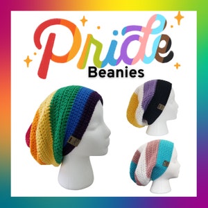 Pride Crochet Beanie Hat | LGBTQ Beanie | Pride Gift | Rainbow Beanie | Nonbinary Beanie | Transgender Beanie | Cotton Beanie | Knottingail