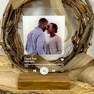 Personalized Song Plaque with Wooden Stand & Free Keychain: Custom Music Gift