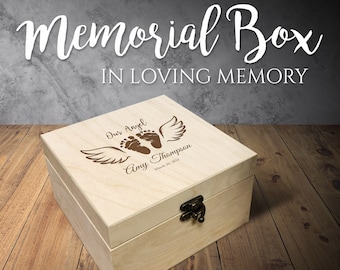 Gravierte Holz Memory Box, personalisierte Andenken, Erinnerungsgeschenk