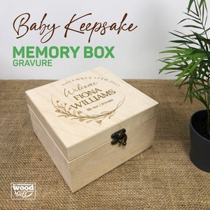 Caja de recuerdo de bebé personalizada grabada, caja de recuerdos personalizada, regalo para nueva mamá, regalo para bebé nuevo, para recién nacido, ¡disponible en 3 tamaños diferentes!
