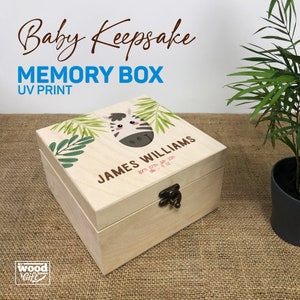 Personalized Baby Keepsake Box: UV Print Pine Wood Memory Box