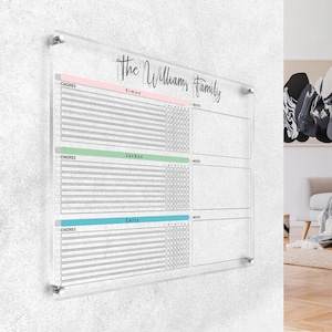 Gepersonaliseerde acrylkarweienkaart (stijlnr. 4) Dry Erase Family Command Center voor maximaal 6 personen, organizer voor volwassenen en kinderen Muurplanner