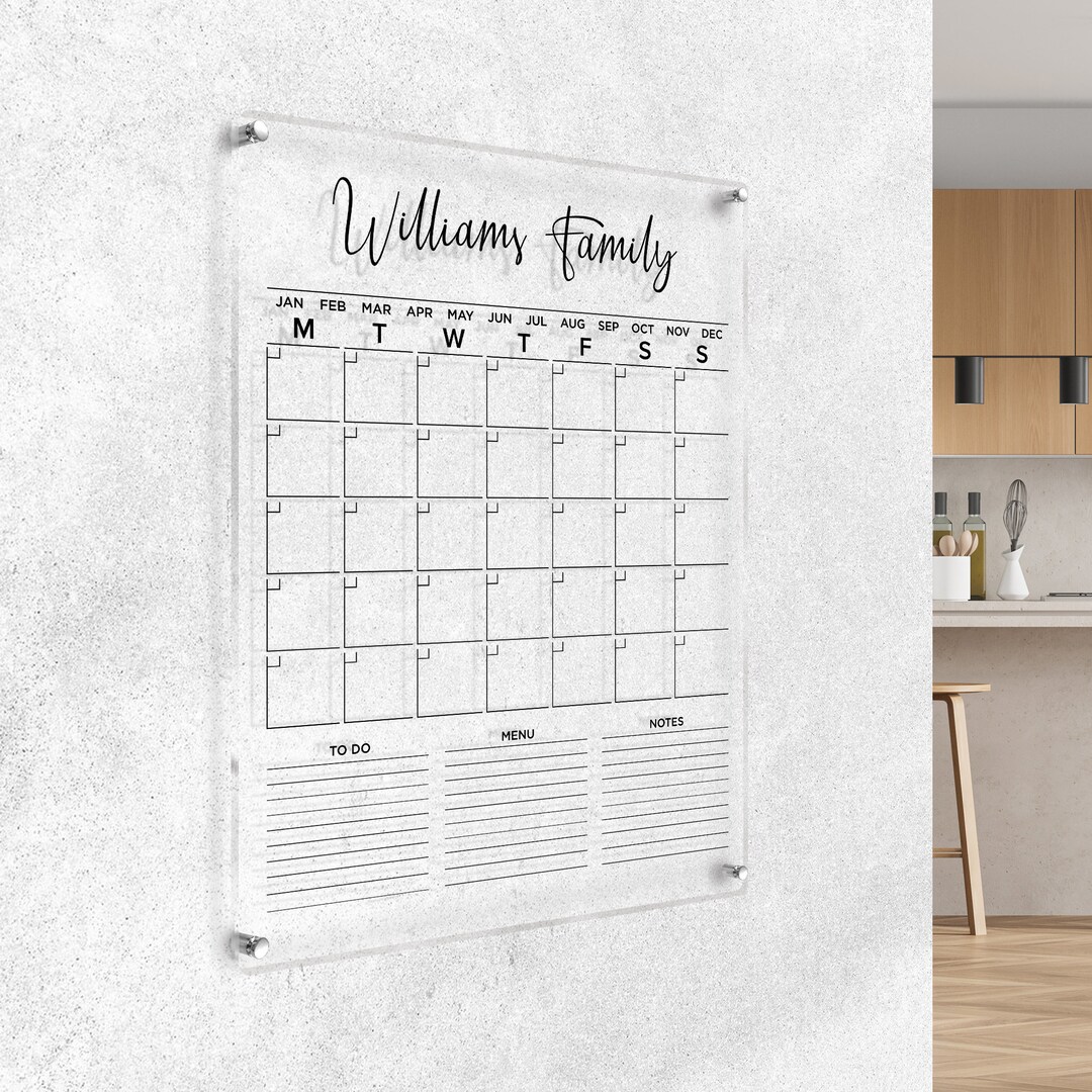 Personalized Family Calendar 2025 Acrylic Wall Planner, 4,7 Mm