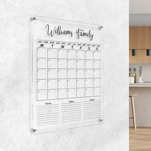 Gepersonaliseerde familiekalender 2025 acryl muurplanner, 4,7 mm aanpasbare maandelijkse wandkalender, thuis, kantoor, school, notitiebord