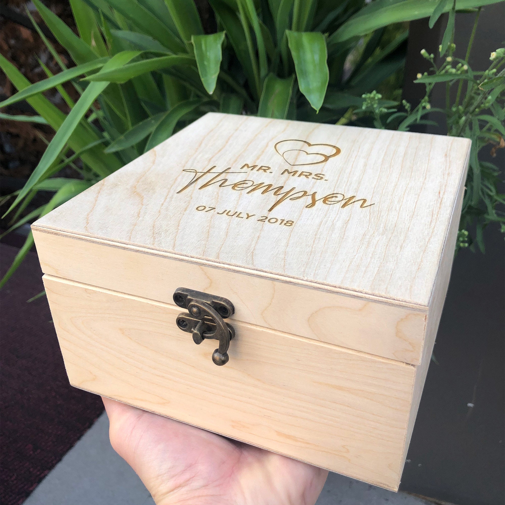 Custom Engraved Pine Wood Wedding Keepsake Box: Personalized Memory ...