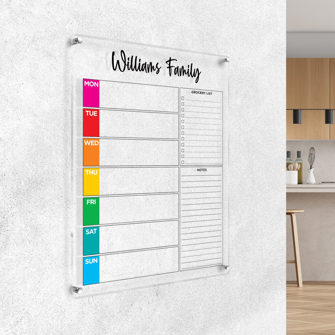 Personalized Family Calendar 2025 Acrylic Wall Planner, 4,7 Mm