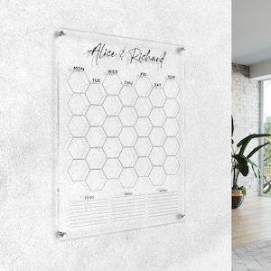 Acryl gepersonaliseerde gezinskalender 2025 muurplanner, 4,7 mm aanpasbare maandelijkse wandkalender, thuis, kantoor, school, notitiebord