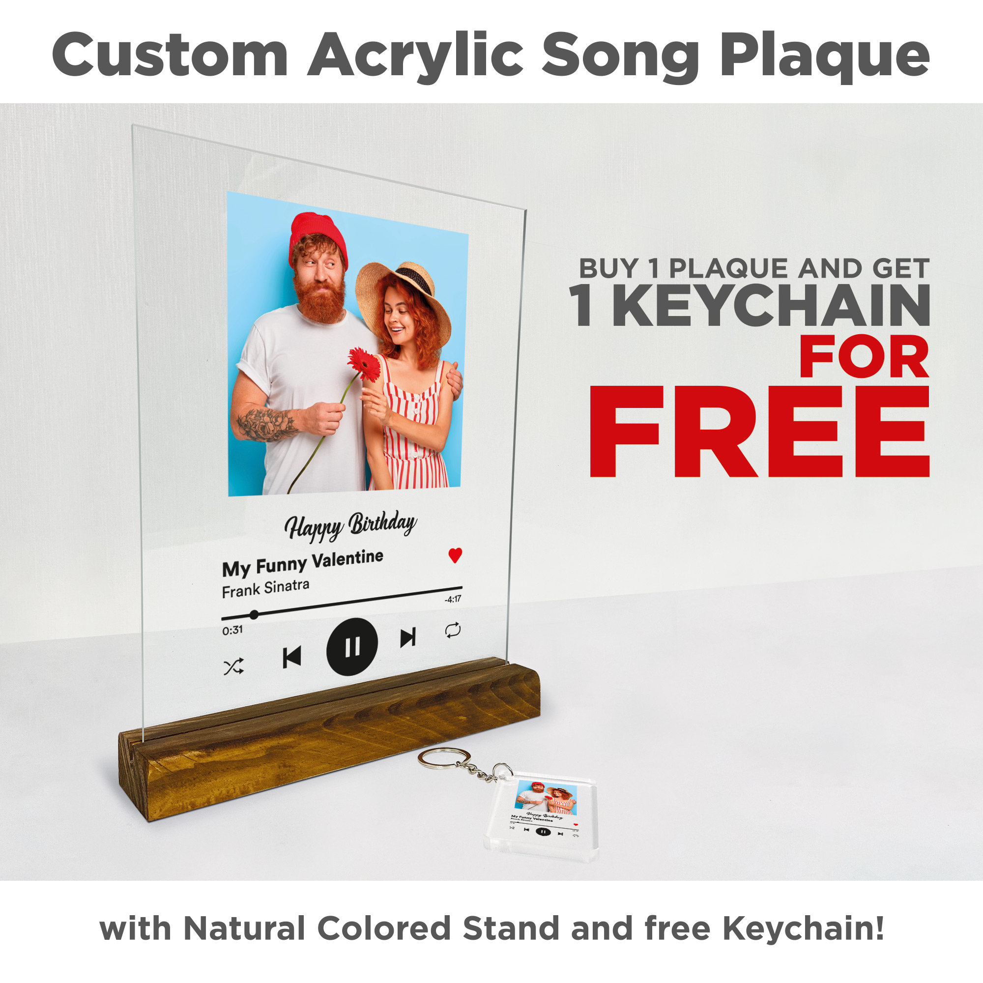 Personalized Acrylic Song Plaque - Custom Photo Music Album, Anniversary Gift