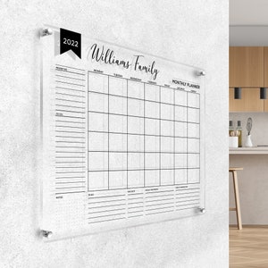 Acryl wandkalender, 4,7 mm gepersonaliseerde maandelijkse wandkalender, gezinsplanner thuis, kantoor, school, taakopberger, notitiebord