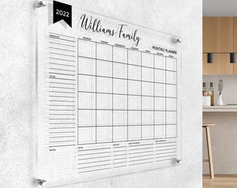 Acrylic  Wall Calendar, 4,7 mm Personalized  Monthly Wall Mounted Calendar, Family Planner Home, Office, School, Task Organizer, Note Board
