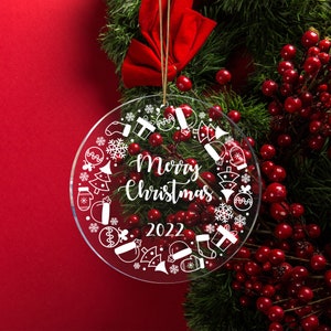 Etiquetas de nombre personalizadas para adornos navideños - Decoración navideña de acrílico transparente personalizada para regalo