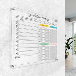 Gepersonaliseerde acrylkarweikaart (stijlnr. 1) Dry Erase Family Command Center tot 6 personen, organizer voor volwassenen en kinderen Muurplanner