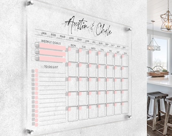 Acryl-Wandkalender 2024, 4,7mm Personalisierter Monatskalender zur Wandbefestigung, Familienplaner Zuhause, Büro, Aufgaben-Organizer, Notizbrett