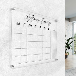 Acryl wandkalender, 4,7 mm gepersonaliseerde maandelijkse wandkalender, gezinsplanner thuis, kantoor, school, taakopberger, notitiebord
