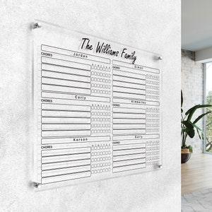 Gepersonaliseerde acrylkarweikaart (stijlnr. 3) Dry Erase Family Command Center tot 6 personen, organizer voor volwassenen en kinderen Muurplanner