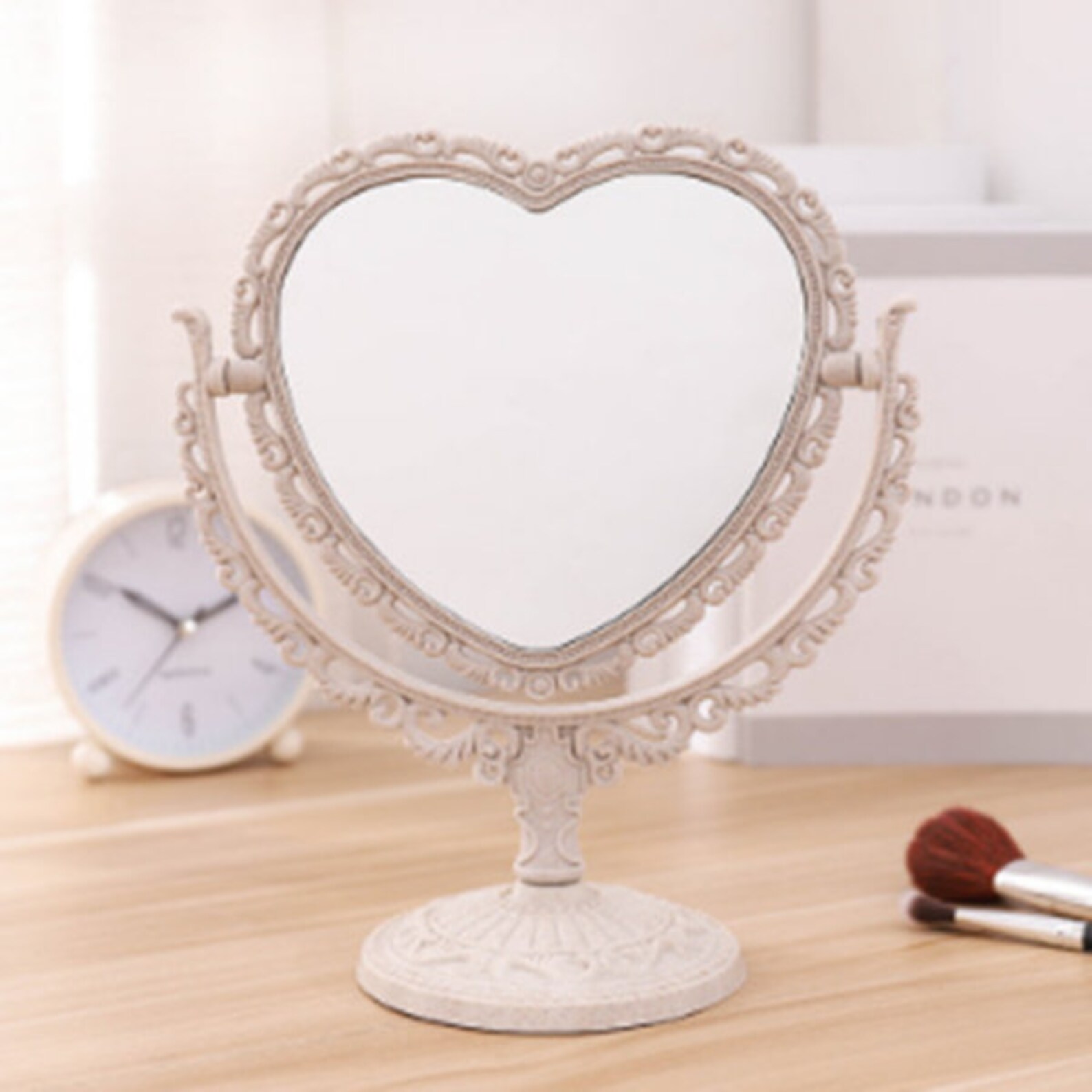 Desktop Makeup Mirror Heart Shape Makeup Vanity Portable Etsy