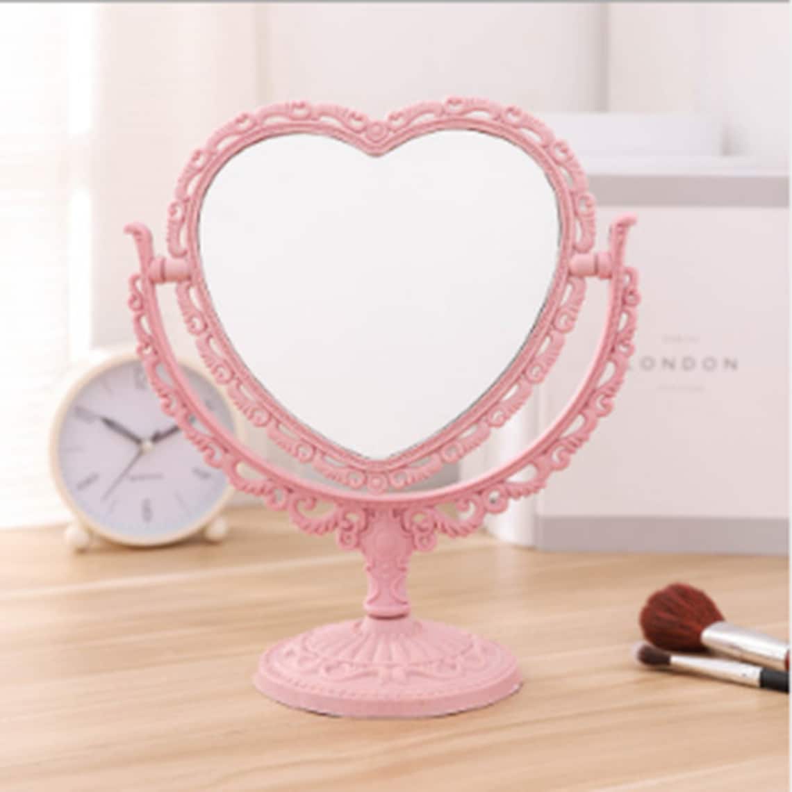 Desktop Makeup Mirror Heart Shape Makeup Vanity Portable Etsy
