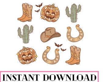 png de Halloween occidental, png de Halloween, diseño digital, sublimación occidental, diseño de sublimación de Halloween campestre, png de otoño retro.