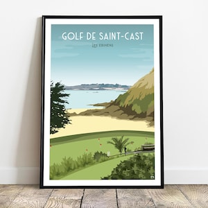 Golf de Saint Cast Les Ebihens - Retro travel poster France