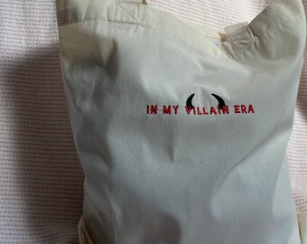 In My Villain Era embroidered tote bag, Tote Bag, Cotton Bag
