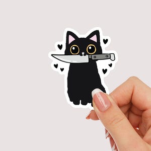 Sticker chat mignon chat noir coeurs d'animaux étanche lecteur livresque autocollant bouteille d'eau esthétique Sticker Kindle liseuse Kobo rétro amusant