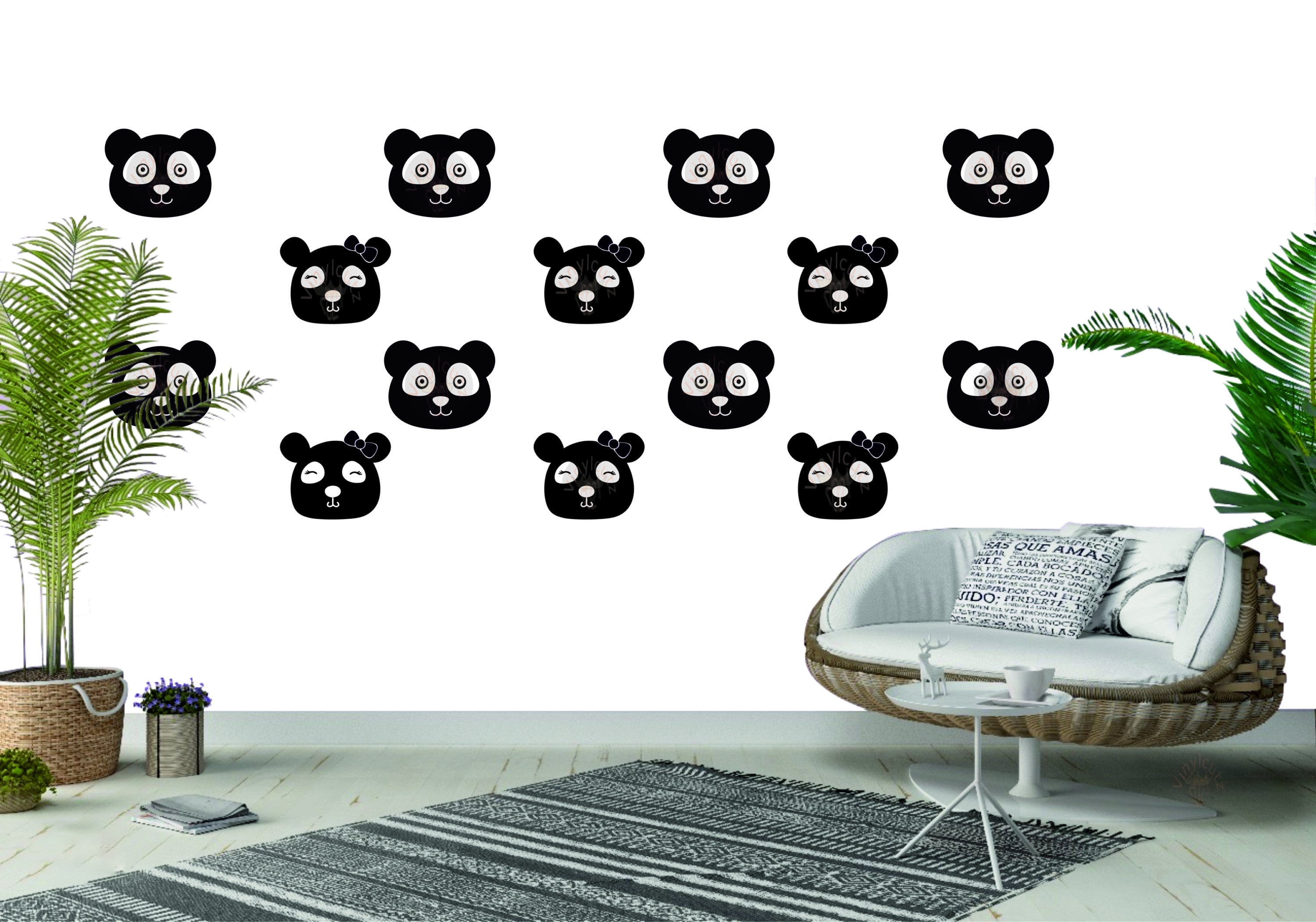 20 HE/SHE Panda Heads 65mm x65mm Panda heads Wall Vinyl Etsy