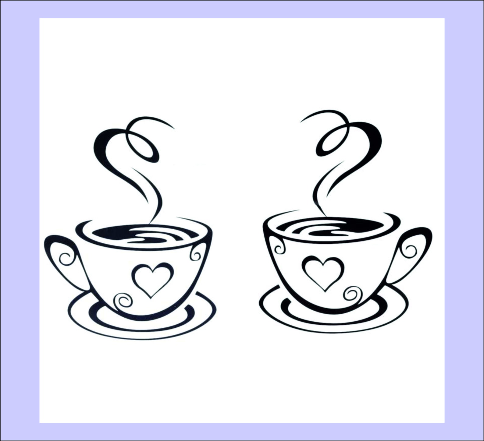 Black Coffee Cups Wall Art Stickers PVC Coffee Sticker Decal Etsy