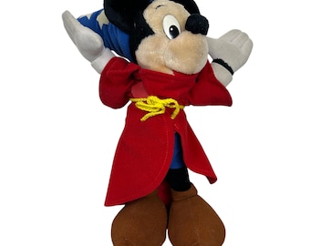 Vintage Disney Mickey Mouse Fantasia Sorcerer Stuffed Plush Cape Hat 12”