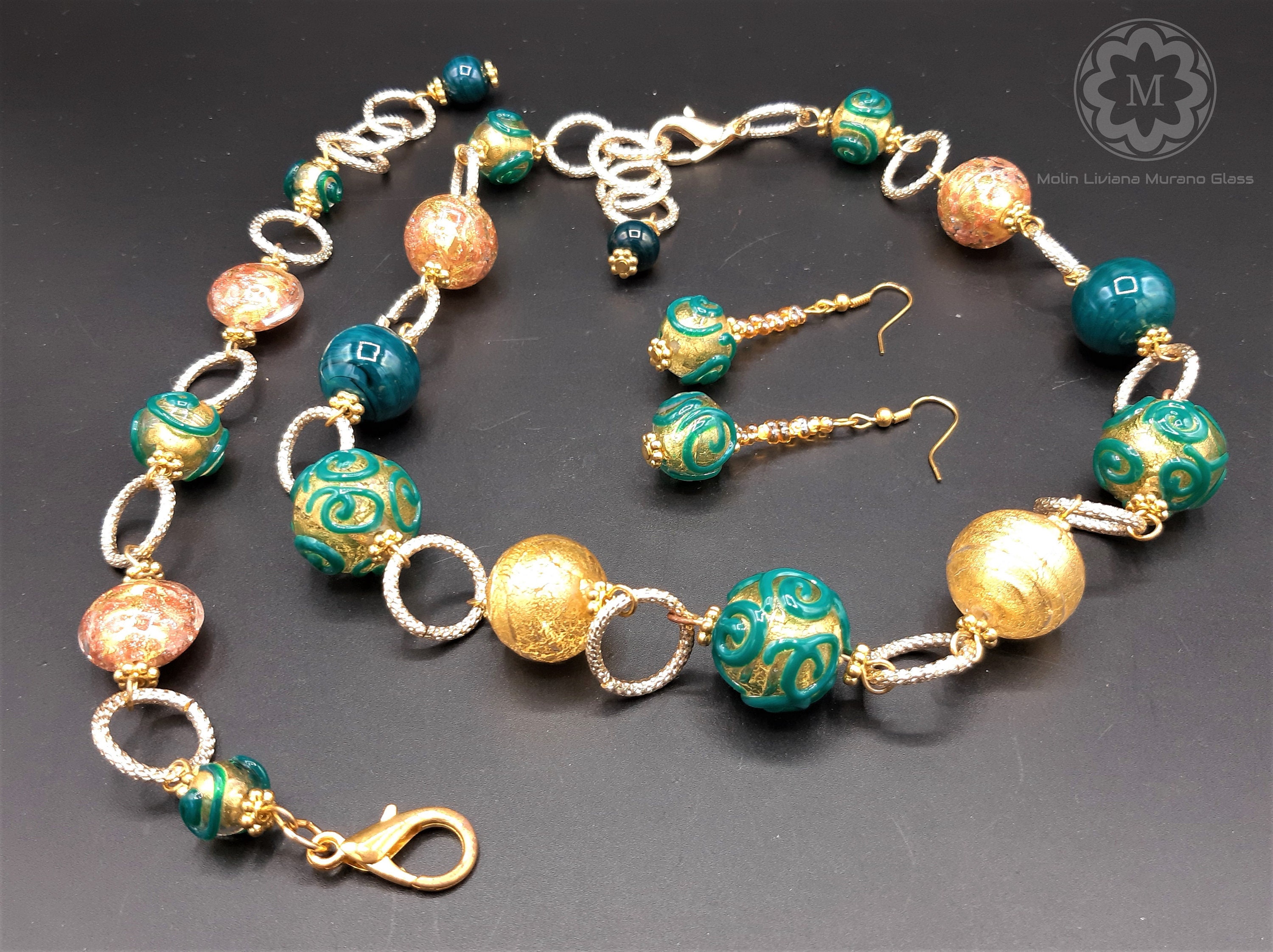 Green Glass Necklace - VETRO ARTISTICO® MURANO N.89 - Gift