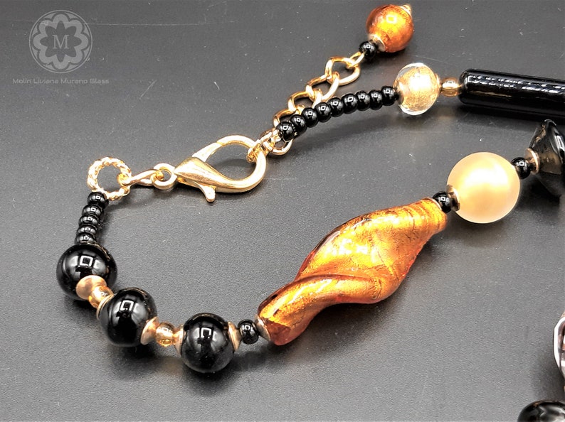 foglia oro Collana vetro reticello perle veneziane regalo fidanzata VETRO ARTISTICO\u00ae MURANO N.89 Made in Italy regalo donna
