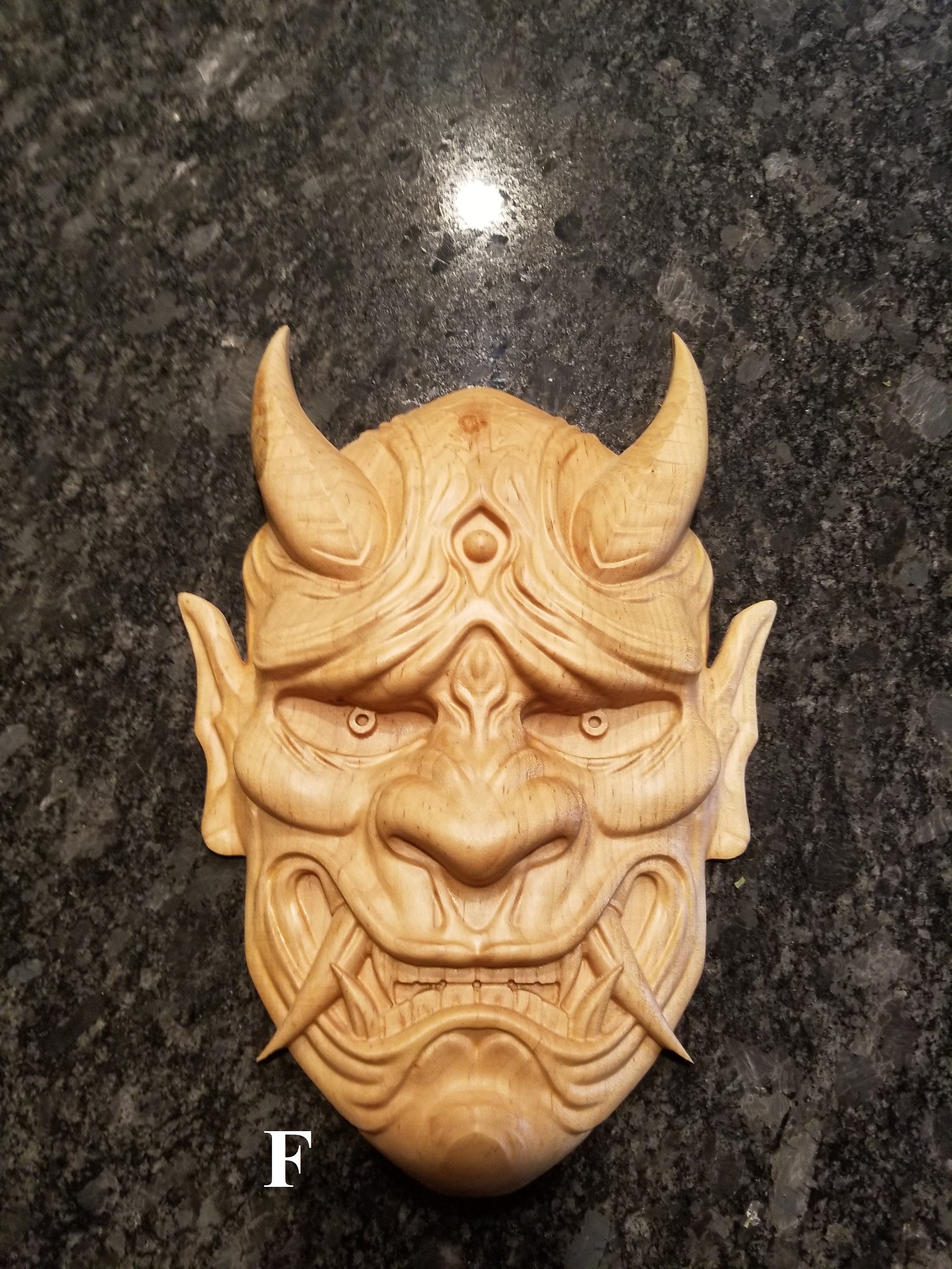 Wooden Oni Wall Decor Devil Skull Tiki Mask Wall Art Wall Etsy
