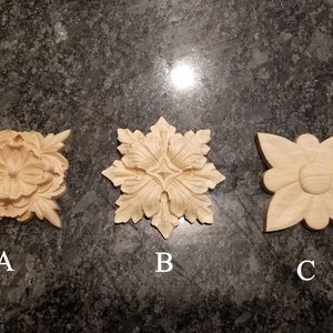 Flower Carved Rosette Onlay Decorative Onlay Applique Cabinet Fireplace Mantelpiece Wood Decor