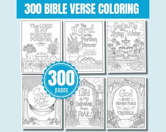 300 pages Bible Verse Coloring Book : Christian Scripture Designs, Printable, (Digital Download)