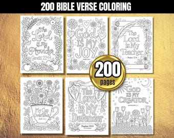 200 pages Bible Verse Coloring Book : Christian Scripture Designs (Digital Download)
