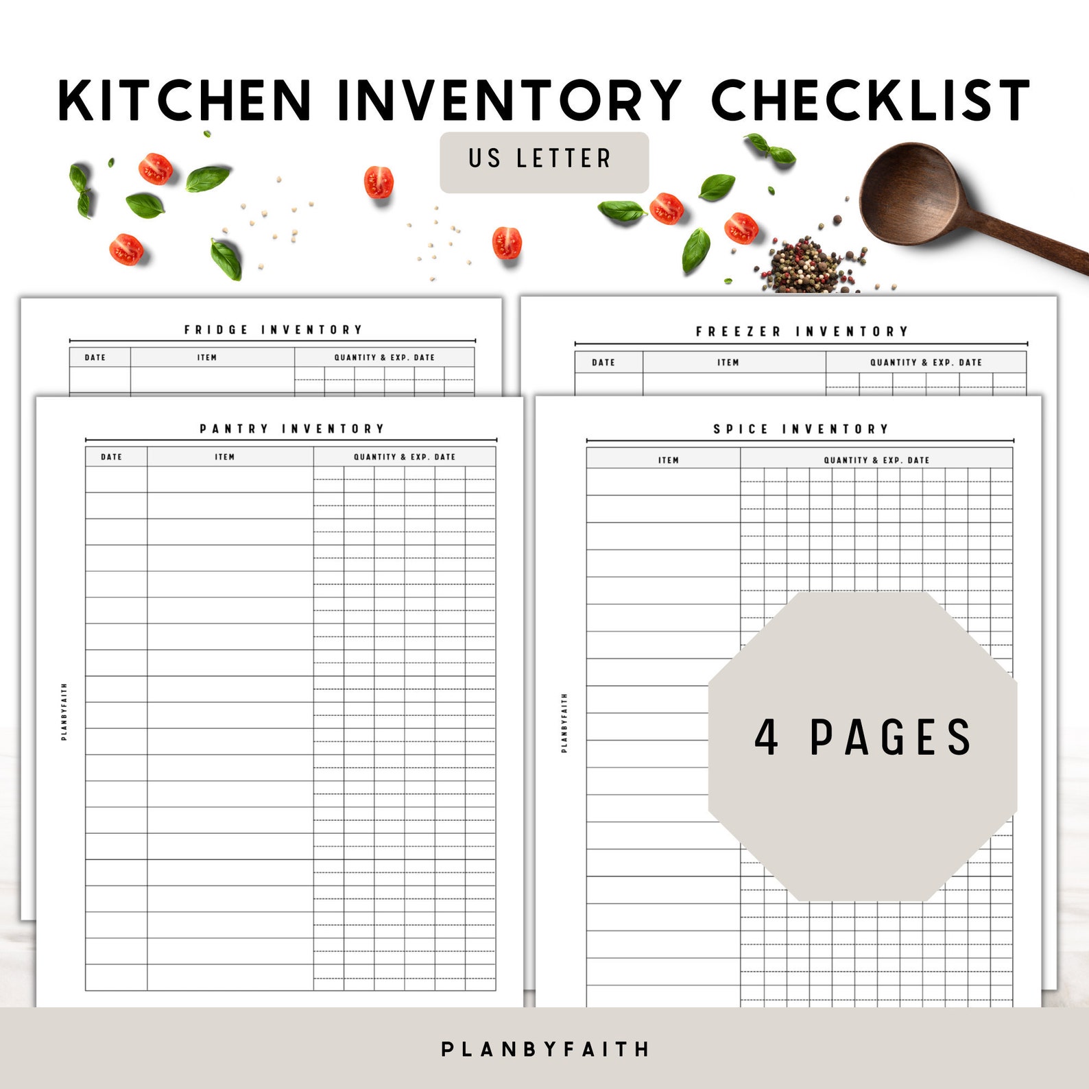 Kitchen Inventory Checklist Printable Fridge and Pantry Etsy