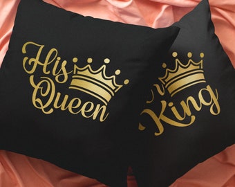 Queen und King Kissen | Couple Kissen | Geschenk zum Valentinstag | Valentinstag Kissen | Partnerkissen Set | Kissenbezug