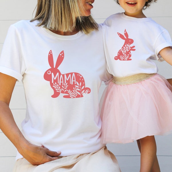 Partner look T-shirt | Mom daughter outfit with bunny | Mom and Mini Outfit | Baby Romper | Easter gift | Easter t-shirts