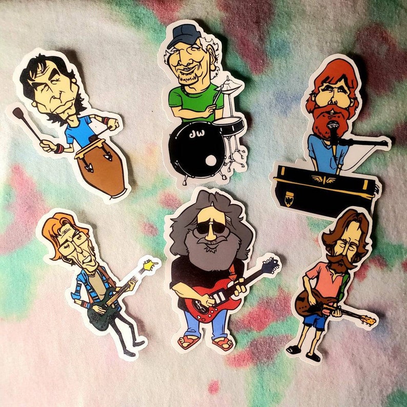 Cartoon Band Sticker Set Grateful Dead