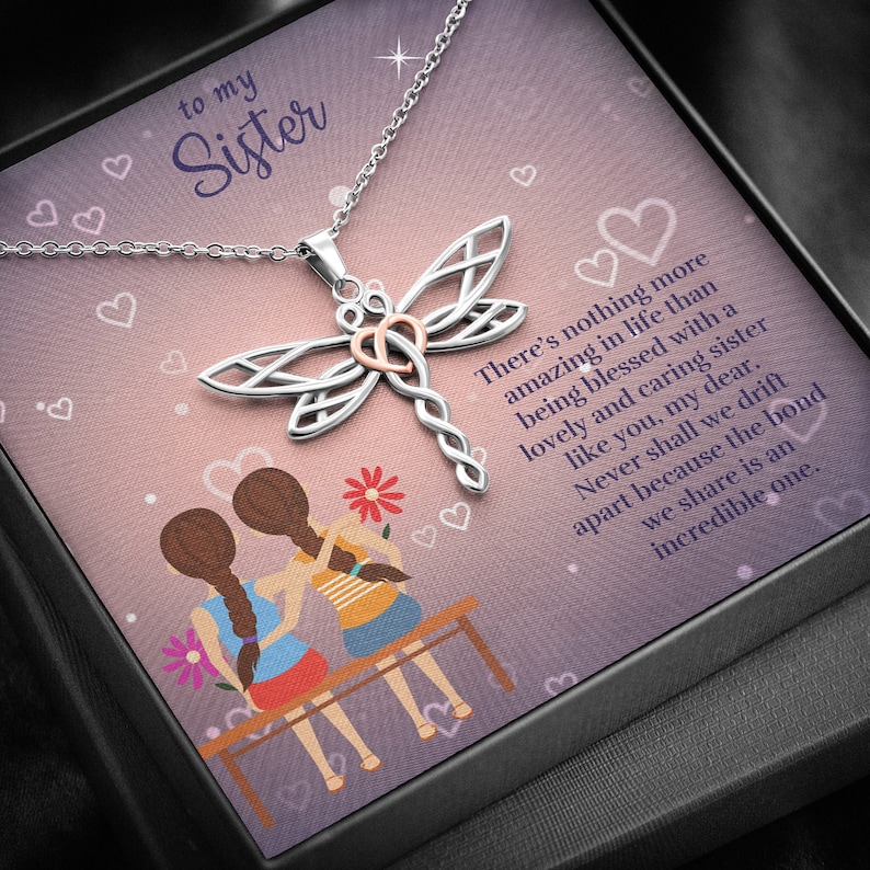 Gift For Sister Dragonfly Necklace Sister Jewelry Sister Necklace