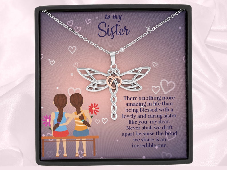 Gift For Sister Dragonfly Necklace Sister Jewelry Sister Necklace
