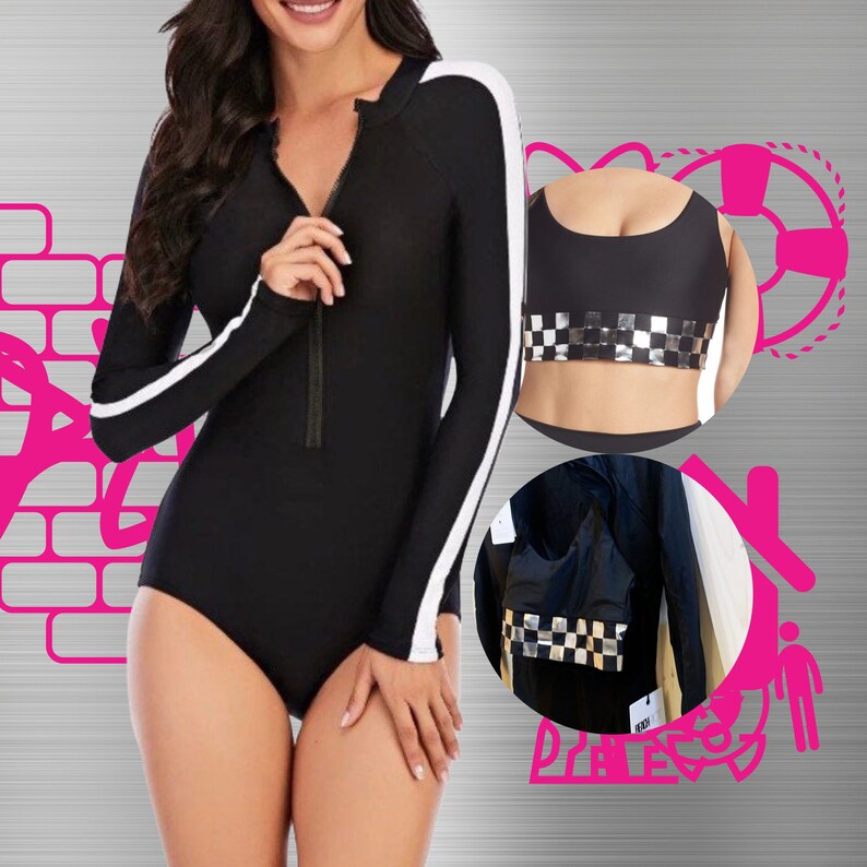 PRIX One-Piece Rashguard 2021 swimwear surfsuit wetsuit black white UPF racing stripes top selling best seller S-XXL Swimsuit