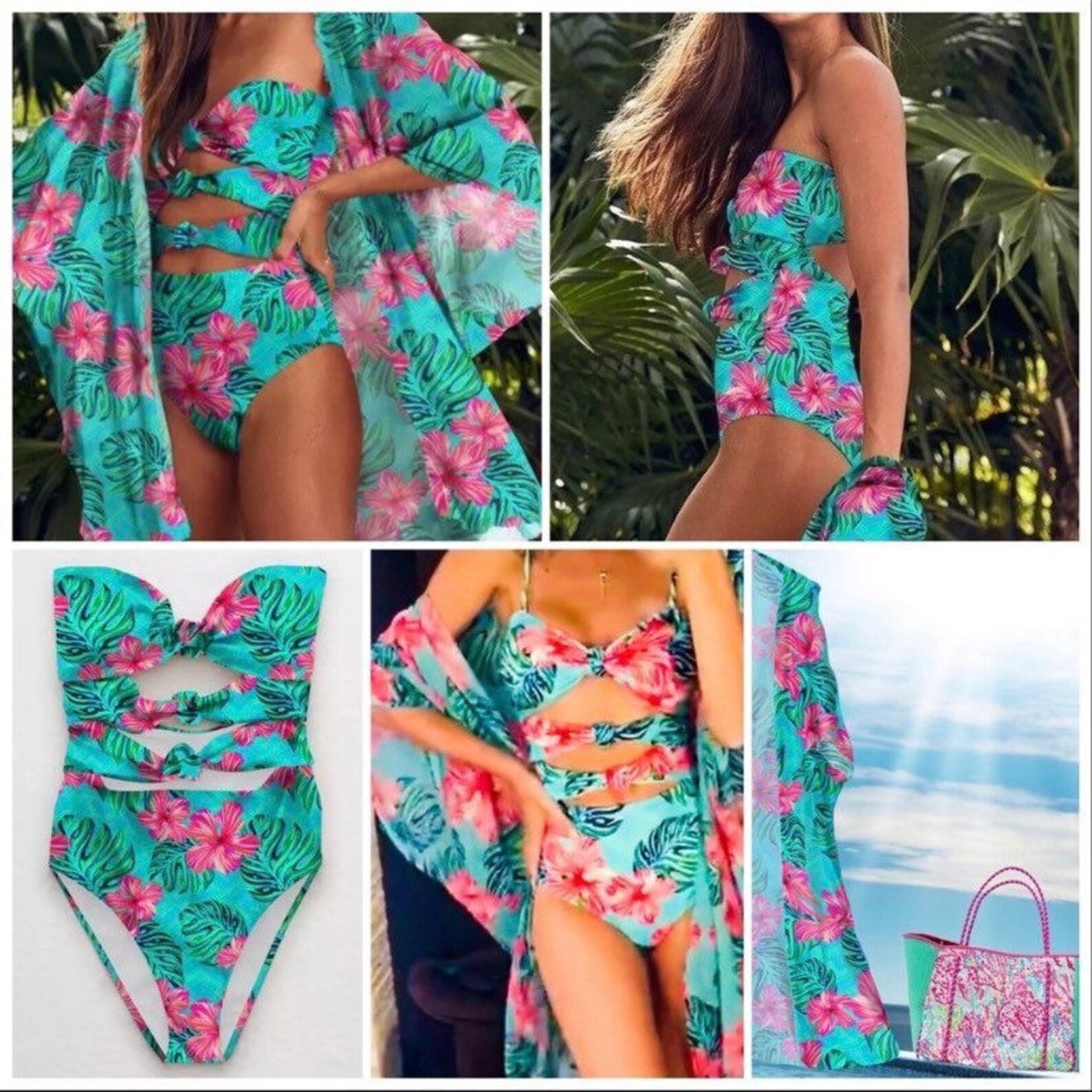 XS XL Resort Floral Triple Knot Onepiece Swimsuit Etsy