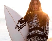 s-xxl UPF Rashguard Air Waves Swimsuit black white paisley stripes arrows beach pool surf women modest feminine TOP ranked beautiful gift