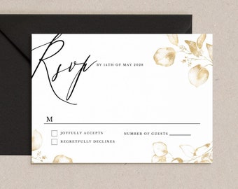 Modern RSVP Card Template, Rsvp Postcard Printable, Wedding and Special Event Response Card, Instant Download, Elegant DIY Printable Rsvp