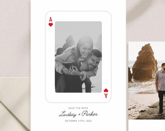 Playing Card Save the Date Card, Wedding Announcement, Elopement Save the Date, Custom Save The Date Playing Card, Canva Template