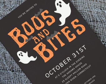 Editable Halloween Party Invitation Template, Spooky Costume Party E-vite (Canva, 5x7 in, Digital Download)