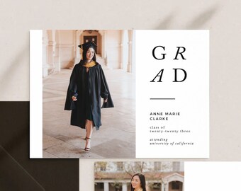 Modern Graduation Announcement Card Template - Grad Announcement Class of 2026 Senior Canva Template