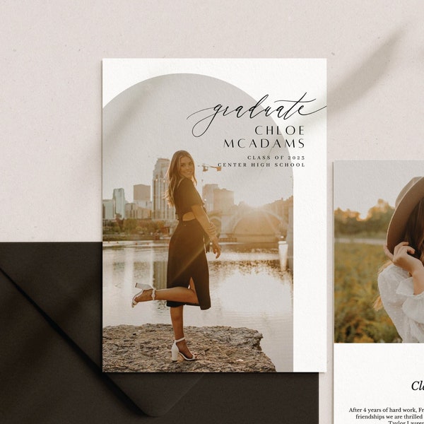 Arched Graduation Announcement, DIY and Printable Grad Announcement Photoshop and Canva Template